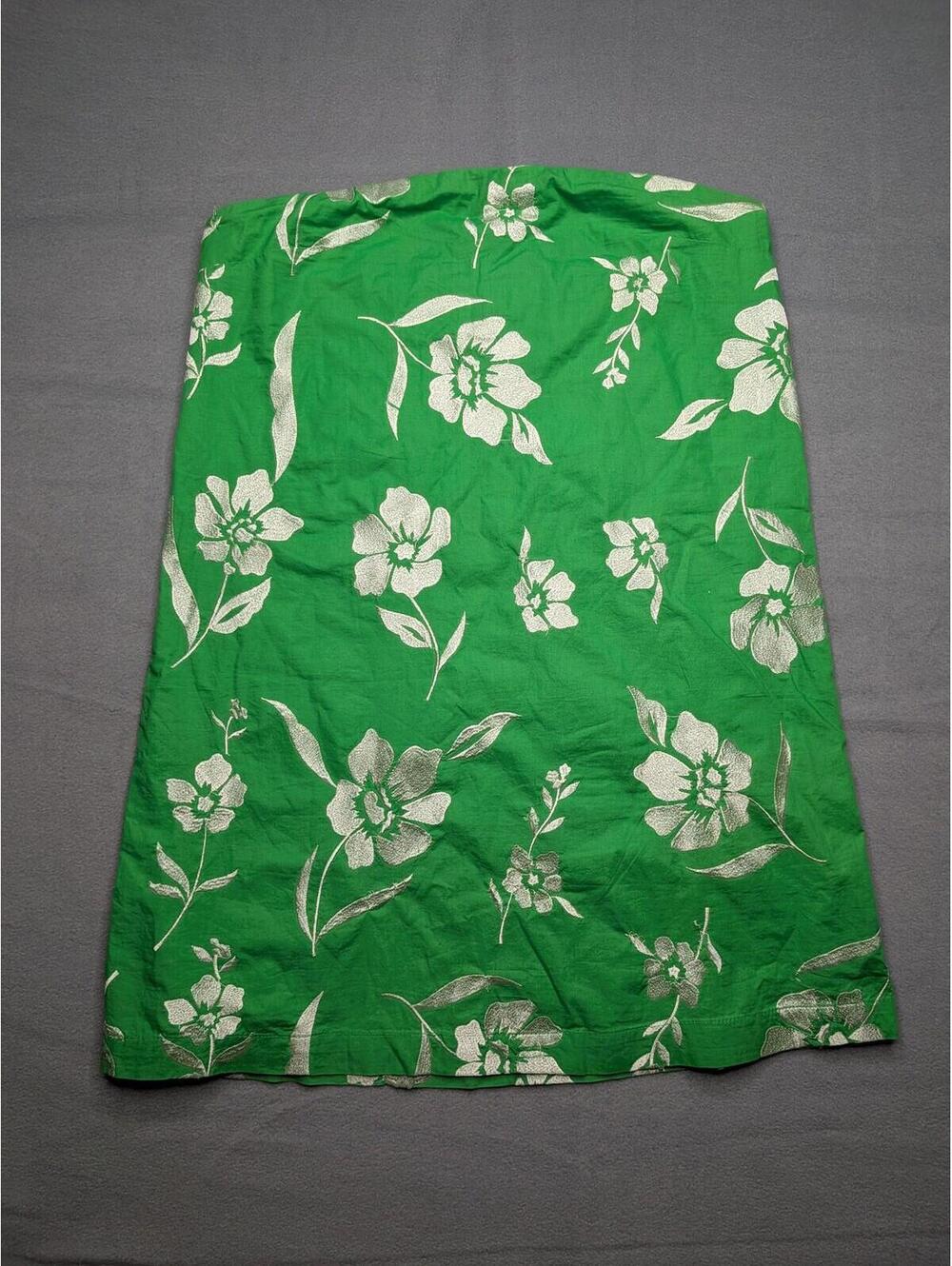 Free People Sundress Womens XS Green Floral Strapless Smocked Embroidered Mini